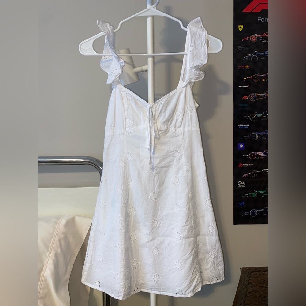 Princess Polly White Eyelet Mini Dress with Ruffle Straps